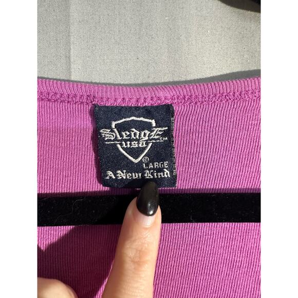 Y2K Vintage Top Womens Large Purple Cross Graphic Cyber Grunge Goth USA - Picture 2 of 7